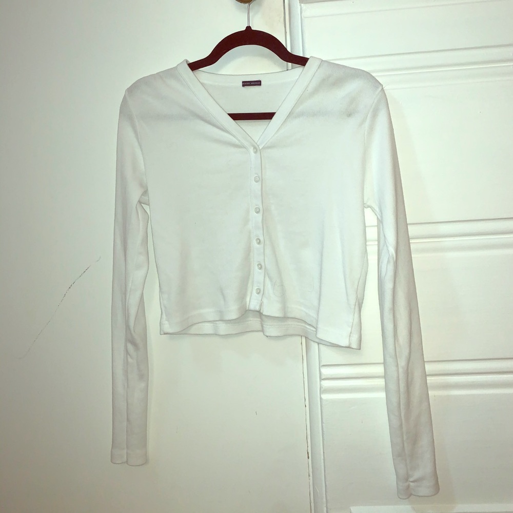 White Brandy Melville Button up Long-Sleeve